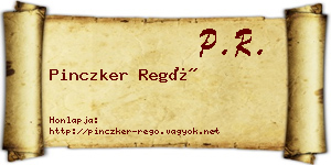 Pinczker Regő névjegykártya