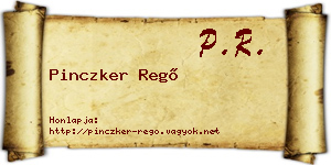 Pinczker Regő névjegykártya